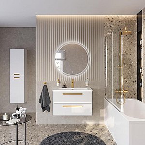 Тумба с раковиной Cezares ECO-CER-N 80 ECO-CER-N-800-2C-SO-BO белая матовая для ванной в интернет-магазине Sanbest