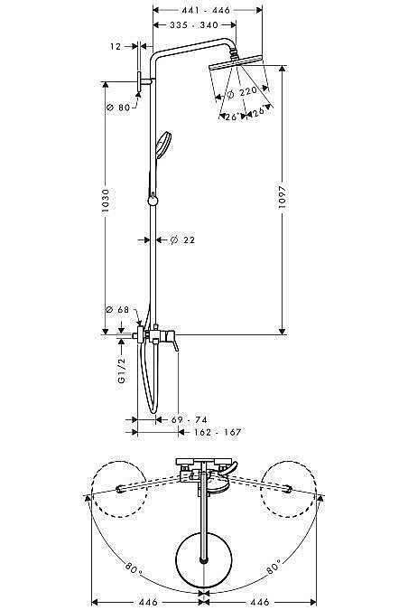 Душевая система Hansgrohe Croma 27222000 купить в интернет-магазине сантехники Sanbest
