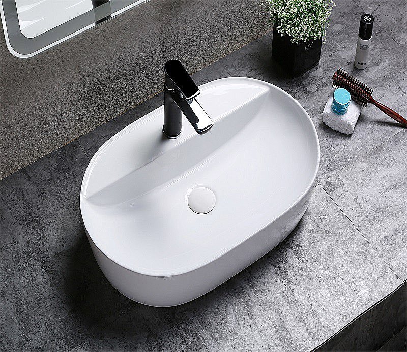 Раковина накладная Ceramalux N 61 D1346 белая купить в интернет-магазине Sanbest