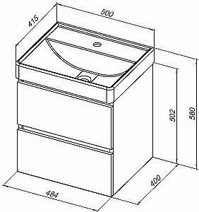 Тумба с раковиной Aquanet Вега 2.0 337946/329246 50 маренго для ванной в интернет-магазине Sanbest