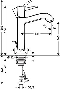 Смеситель для раковины Hansgrohe Metropol Classic 31302090 купить в интернет-магазине сантехники Sanbest