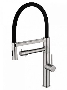 Смеситель для кухни с гибким изливом и подключением фильтра WONZON & WOGHAND, Брашированный никель (WW-88458007-BN) купить в интернет-магазине сантехники Sanbest