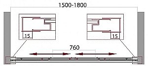 Душевая дверь BELBAGNO UNIQUE-BF-2-150/180-P-Cr стекло рифленое/профиль хром купить в интернет-магазине Sanbest