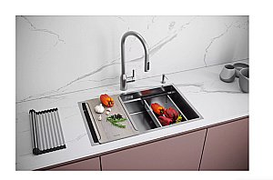 Кухонная мойка Paulmark NEXT-MULTI SINK 74 PM787445-BS нержавеющая сталь купить в интернет-магазине сантехники Sanbest