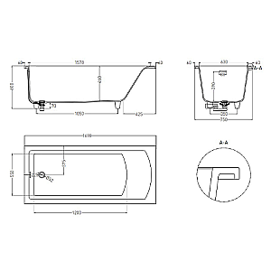 Ванна Salini Cascata Kit S-Sense 170x75 104313M белая матовая купить в интернет-магазине Sanbest