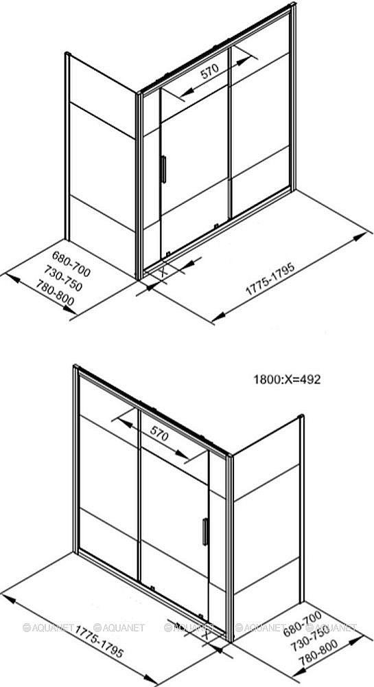 Шторка для ванны Aquanet Practic AE10-B-180H150U-CP купить в интернет-магазине Sanbest
