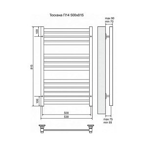 Полотенцесушитель электрический Terminus Тоскана П14 500x815 левый/правый купить в интернет-магазине сантехники Sanbest