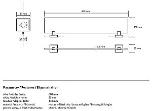 Полка стеклянная Bemeta Beta 132102042 60 купить в интернет-магазине сантехники Sanbest