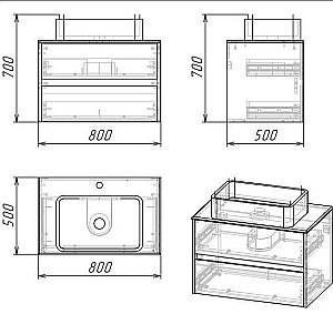 Тумба с раковиной подвесная Grossman ЭДВАНС 80 цемент светлый для ванной в интернет-магазине Sanbest