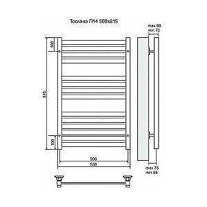Полотенцесушитель электрический Terminus Тоскана П14 500x815 левый/правый купить в интернет-магазине сантехники Sanbest
