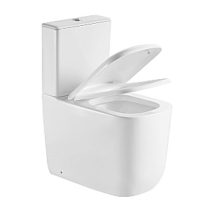 Напольный унитаз-компакт Black&White Gravity 6610W безободковый, слив-торнадо, с крышкой микролифт, с бачком, белый глянцевый купить в интернет-магазине Sanbest