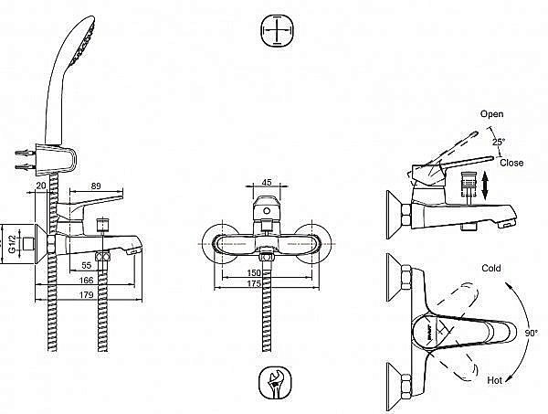 Смеситель для ванны BRAVAT Eco F6111147C-B купить в интернет-магазине сантехники Sanbest