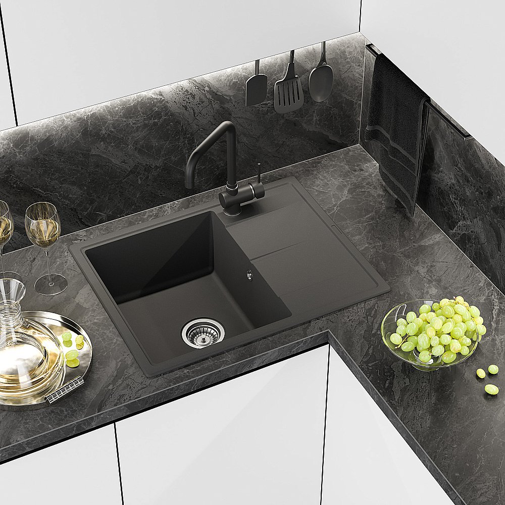 Кухонная мойка Misty Titan 65 TIT-65х51-01 антрацит купить в интернет-магазине сантехники Sanbest