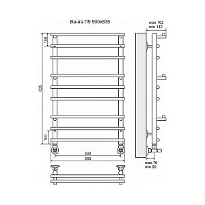 Полотенцесушитель водяной Terminus Вента П9 500x835 купить в интернет-магазине сантехники Sanbest