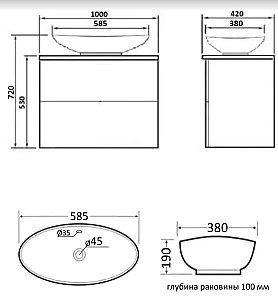 Тумба с раковиной Orange Otto Ot-100TuMDF+G56 100 белая для ванной в интернет-магазине Sanbest