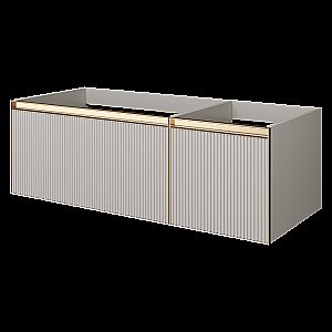 Тумба с раковиной Armadi Art QUATRO 2 120 FUGA CASHMERE/профиль MATT GOLD/раковина белая L-R для ванной в интернет-магазине Sanbest