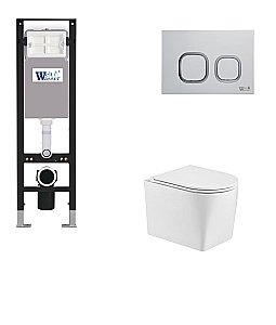 Унитаз с инсталляцией WeltWasser AMBERG 350 + NESENBACH 004 GL-WT + AMBERG RD-WT белый/кнопка белая-хром купить в интернет-магазине Sanbest