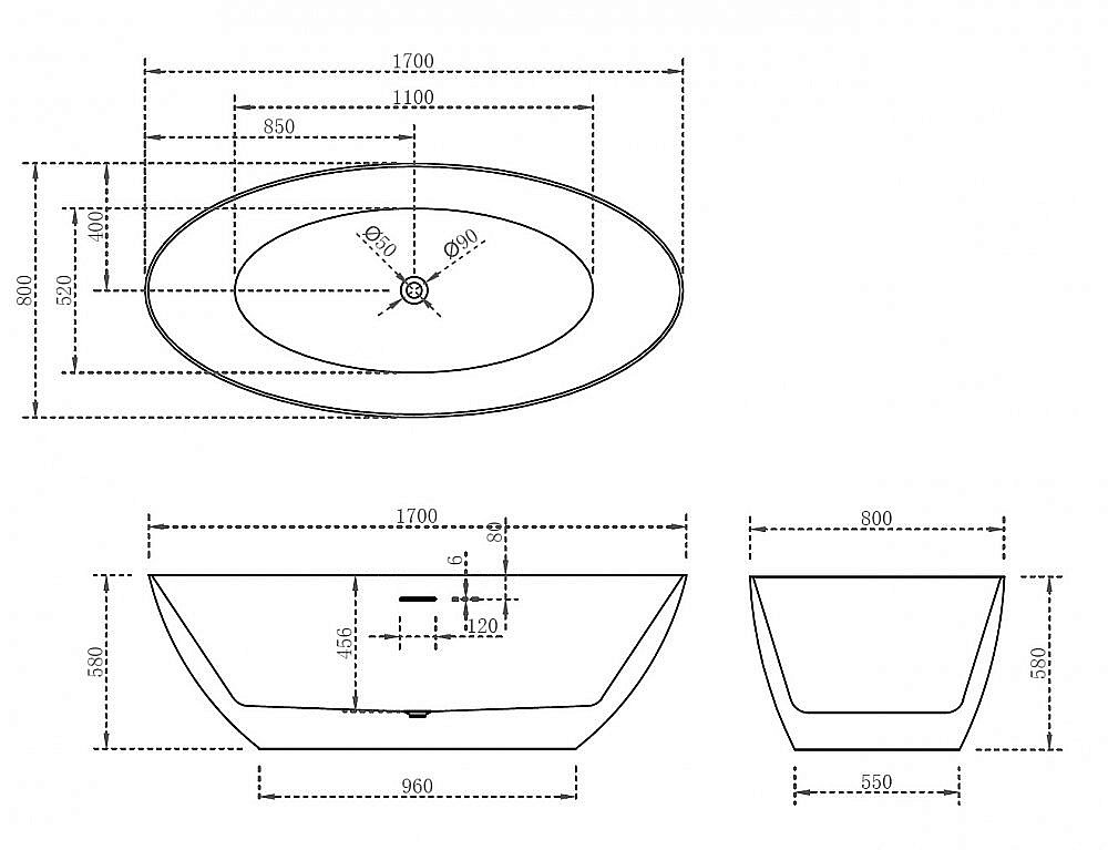Ванна акриловая ABBER AB9374-1.7 170х80 купить в интернет-магазине Sanbest