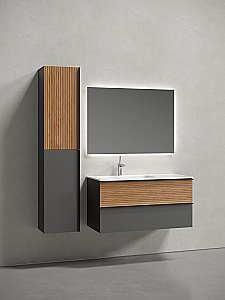 Тумба с раковиной Sancos DELTA DL100LGR + CN7014 100 дуб красный/графит для ванной в интернет-магазине Sanbest