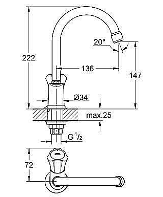 Смеситель для раковины Grohe Costa L 20393 001 купить в интернет-магазине сантехники Sanbest