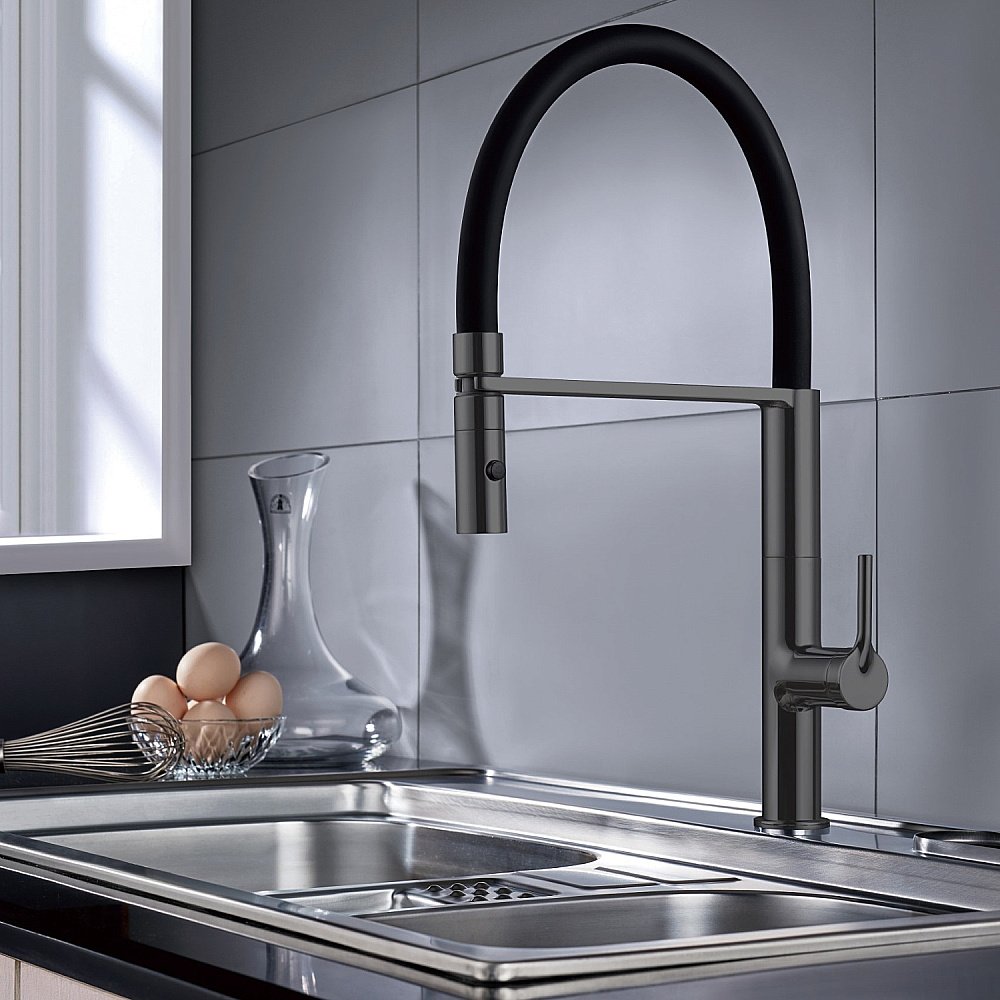 Смеситель для кухни Vincea VKF-114GM вороненая сталь купить в интернет-магазине сантехники Sanbest