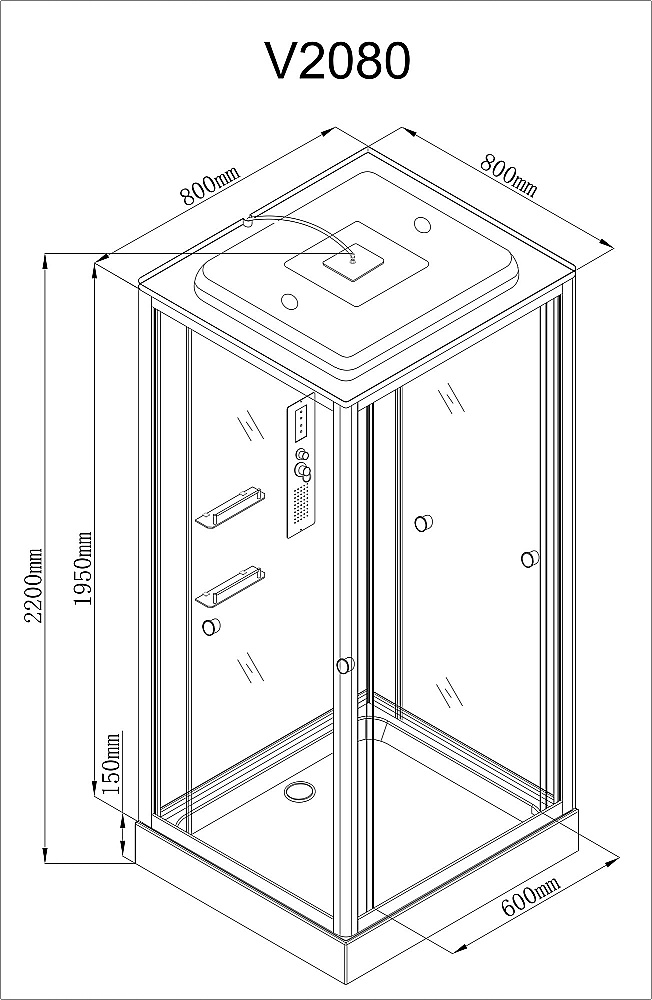 Душевая кабина AvaCan V Серия V2080 80х80 стандартная купить в интернет-магазине Sanbest