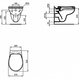 Унитаз подвесной Ideal Standard Eurovit K881201 белый, безободковый, с крышкой микролифт купить в интернет-магазине Sanbest