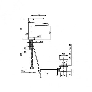 Смеситель для раковины PAINI Le Mans 90CR211G35KM хром купить в интернет-магазине сантехники Sanbest