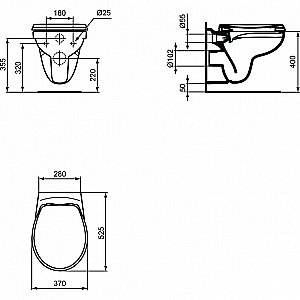 Унитаз подвесной Ideal Standard Eurovit K881201 белый, безободковый, с крышкой микролифт купить в интернет-магазине Sanbest