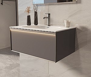 Тумба с раковиной Vincea Elise 80 VMC-4EL800MG/VCB-4EL800MW серый матовый для ванной в интернет-магазине Sanbest