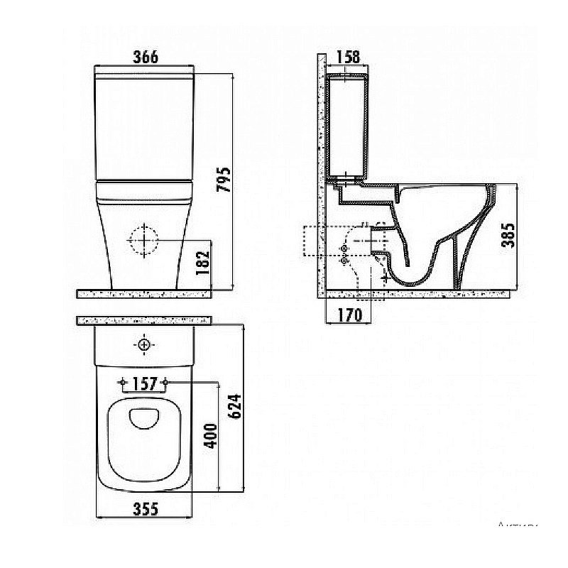 Унитаз напольный с функцией биде CREAVIT SOLO SO361-00 белый, безободковый, с бачком купить в интернет-магазине Sanbest