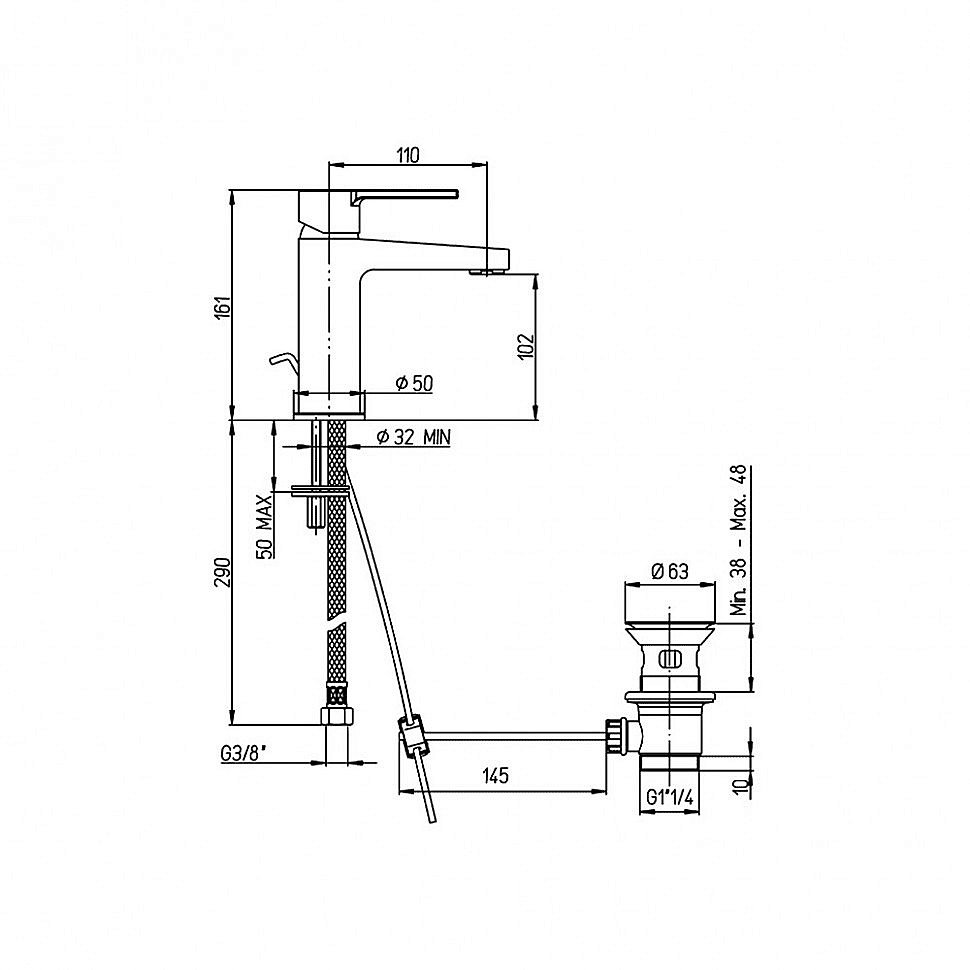 Смеситель для раковины PAINI Le Mans 90CR211G35KM хром купить в интернет-магазине сантехники Sanbest