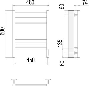 Полотенцесушитель электрический Terminus Сицилия П6 450x600 черный муар купить в интернет-магазине сантехники Sanbest