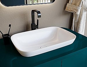 Раковина врезная сверху столешницы Salini MAREA 02 1802202M 59,8 из искусственного камня S-Stone, белая матовая купить в интернет-магазине Sanbest