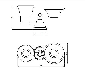 Держатель со стаканом и мыльницей Migliore Provance ML.PRO-60.510.BR керамика с декором/бронза купить в интернет-магазине сантехники Sanbest
