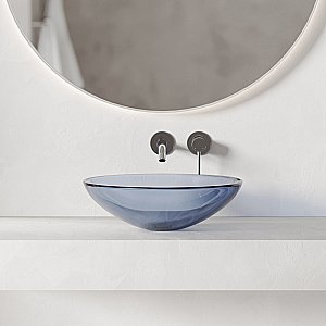 Раковина накладная прозрачная ABBER Kristall AT2802Saphir синяя купить в интернет-магазине Sanbest