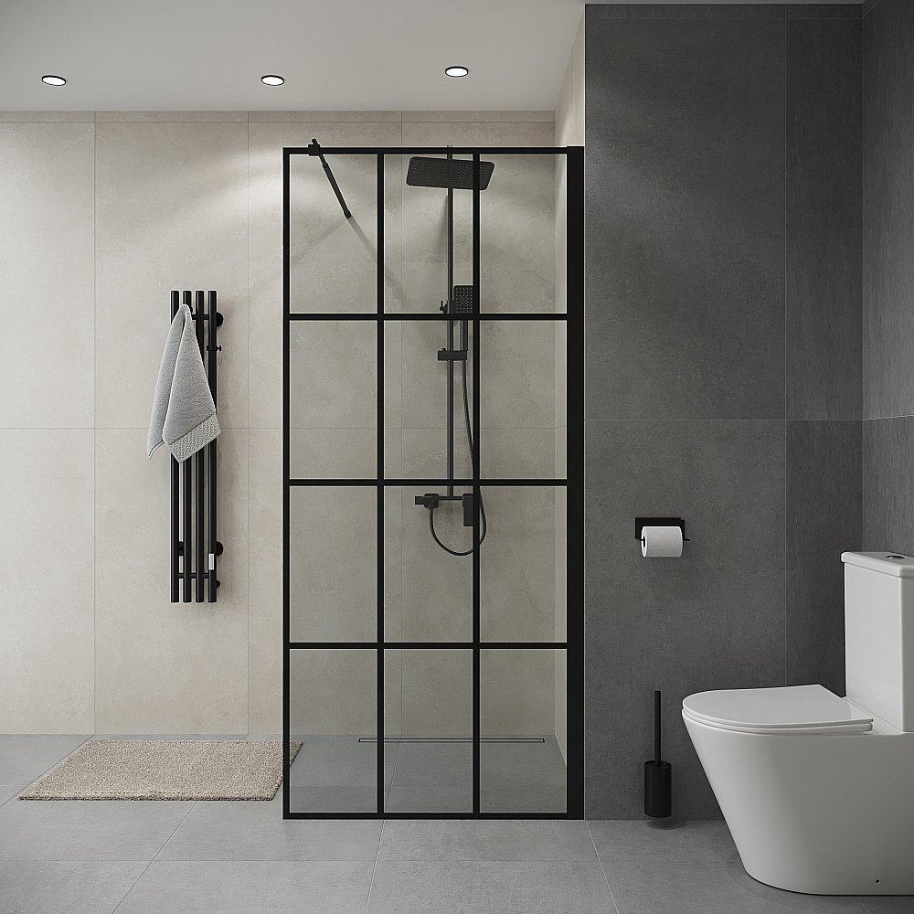 Душевая перегородка Niagara Eco 80 NG-552-80BLACK профиль черный/стекло клетка купить в интернет-магазине Sanbest