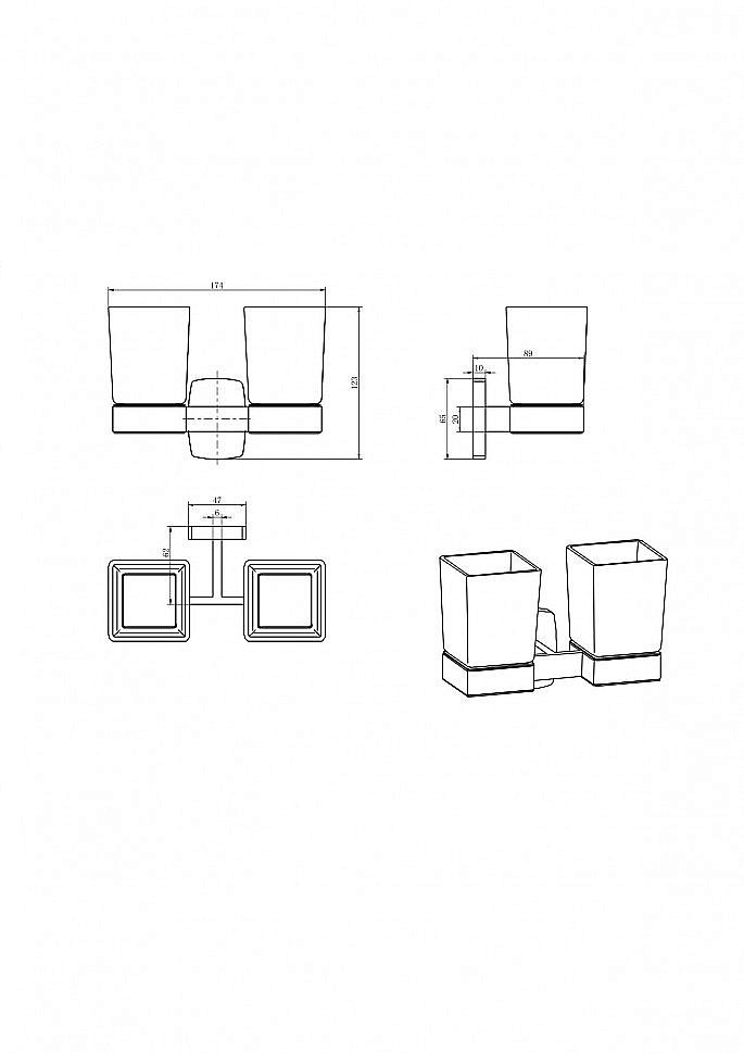 Стакан для зубных щеток CeramaLux Cube 12603 хром купить в интернет-магазине сантехники Sanbest