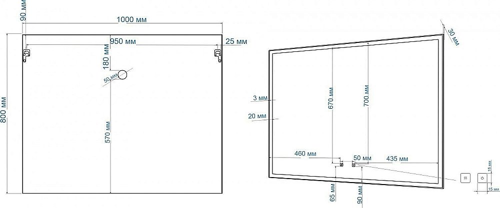 Зеркало с подсветкой ART&MAX AREZZO 100x80 черный в ванную от интернет-магазине сантехники Sanbest
