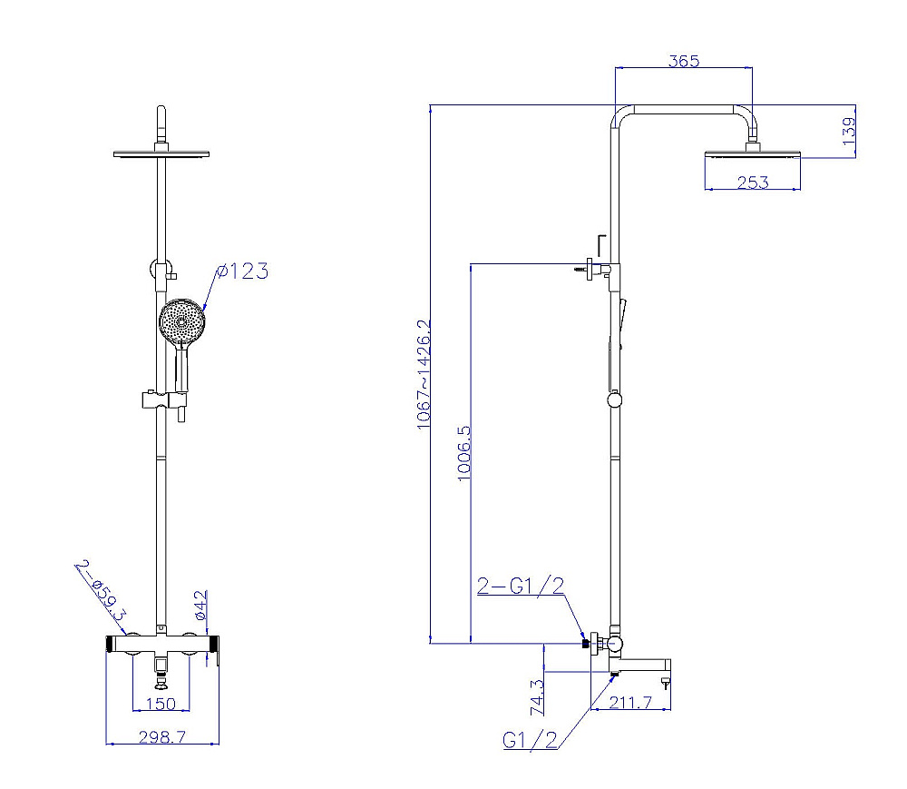 Душевая система BelBagno DELTA DEL2.0-VSCM-IN сатин купить в интернет-магазине сантехники Sanbest