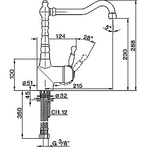 Смеситель для кухни Cisal ARCANA ROYAL AY00253027 бронза купить в интернет-магазине сантехники Sanbest