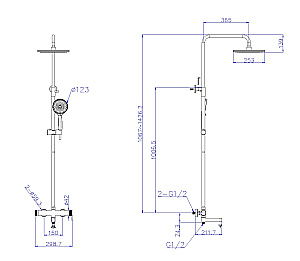 Душевая система BelBagno DELTA DEL2.0-VSCM-IN сатин купить в интернет-магазине сантехники Sanbest