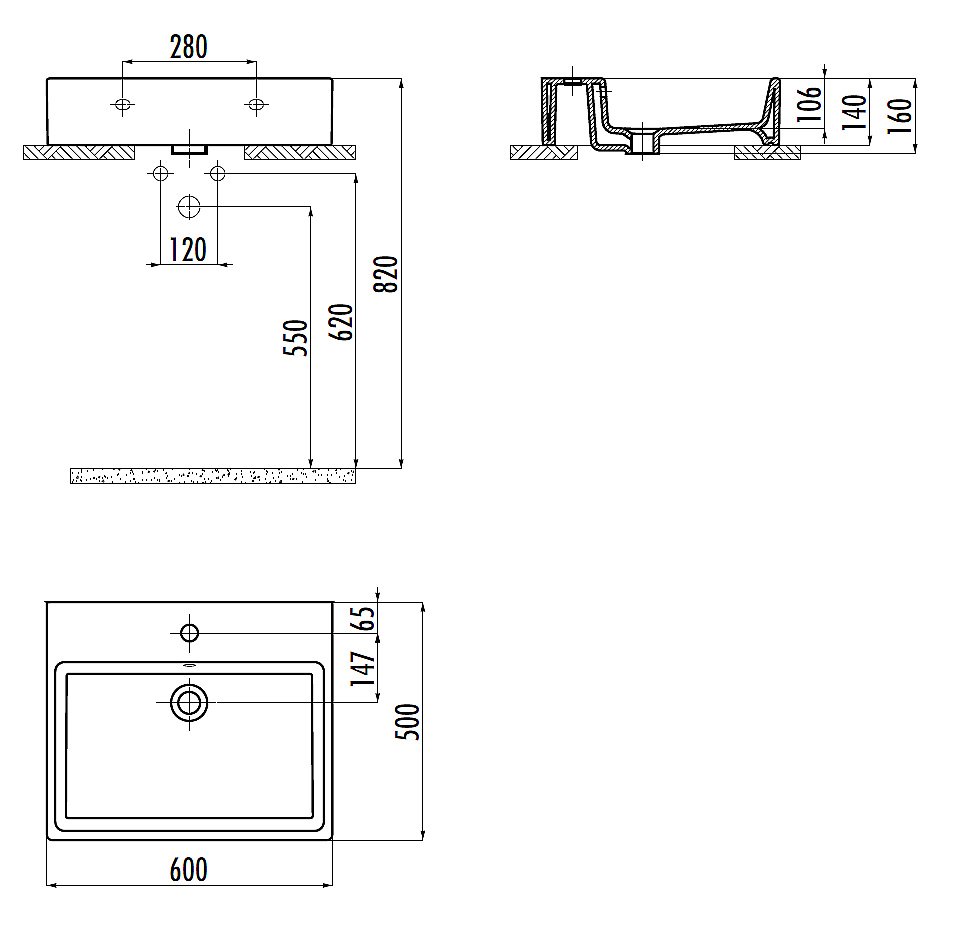 Раковина Creavit Next 60 NX260-0000 белая купить в интернет-магазине Sanbest