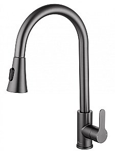 Смеситель для кухни с выдвижным изливом WONZON & WOGHAND WW-121E201L-BGG темный графит купить в интернет-магазине сантехники Sanbest