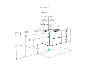 Тумба с раковиной Акватон Сохо 60 слэйт/галька серая для ванной в интернет-магазине Sanbest