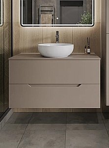 Тумба с раковиной Orange Line 100 Li-100TuLMDF+B07-420W латте/белый для ванной в интернет-магазине Sanbest