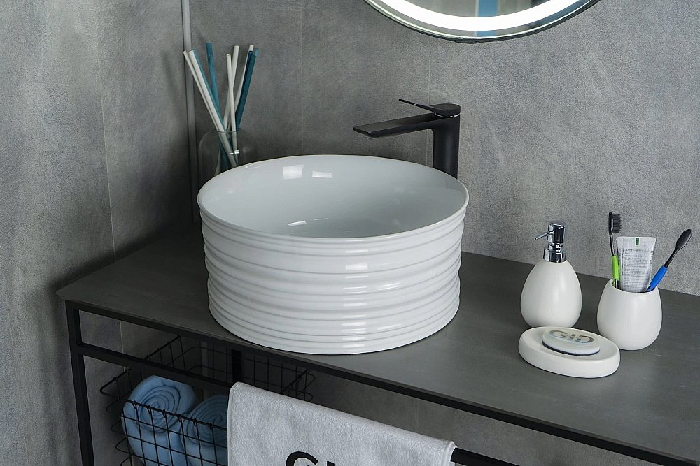 Раковина накладная Gid Esfera 41 W969 51174 белая купить в интернет-магазине Sanbest