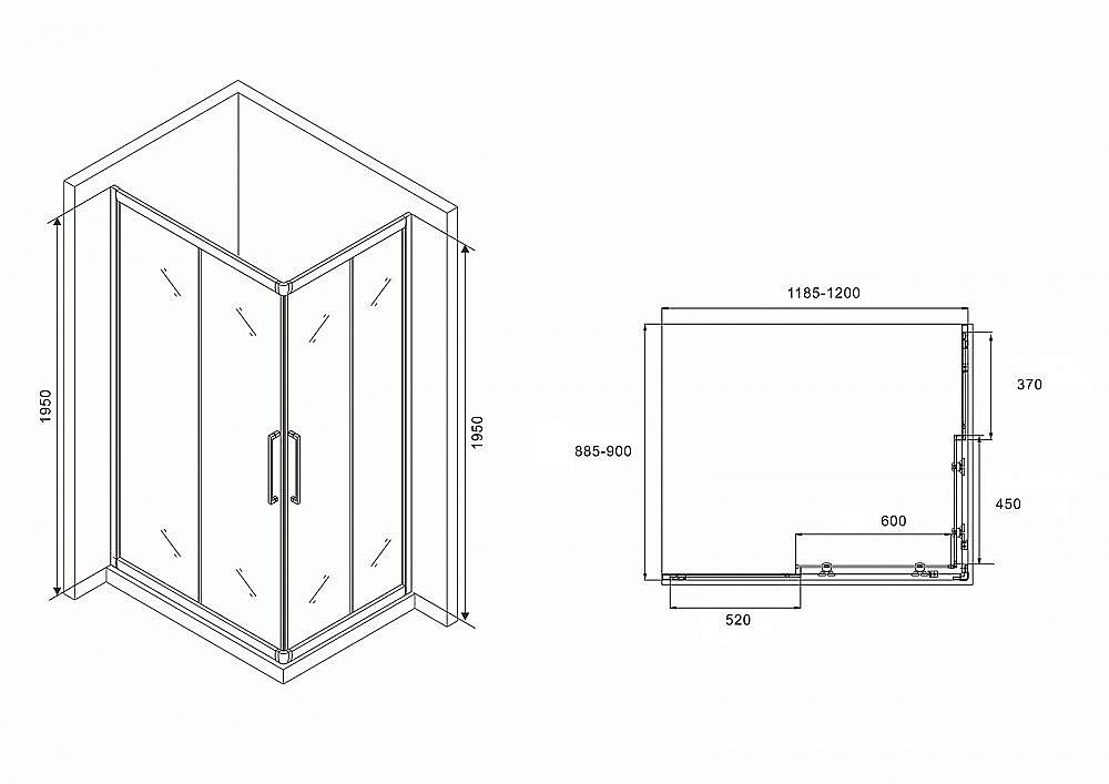 Душевой уголок Abber Schwarzer Diamant AG02129BH 120x90 купить в интернет-магазине Sanbest