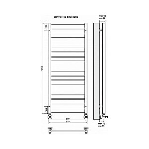 Полотенцесушитель водяной Terminus Латте П13 500x1256 купить в интернет-магазине сантехники Sanbest