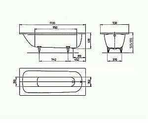 Ванна стальная Kaldewei Saniform Plus 371-1 170х73 112900013001 Perl-Effekt белый купить в интернет-магазине Sanbest